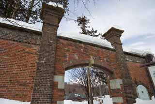 Foto, materiell, befreit, Landschaft, Bild, hat Foto auf Lager,Ein Gefängnis hinter Tor, Das Abashiri-Gefängnis, das Gefängnis, , Abashiri landet ohne eine Losnummer