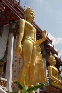 Foto, materiell, befreit, Landschaft, Bild, hat Foto auf Lager,Glücklicher Buddha, Tempel, Buddhistisches Bild, Gold, Bangkok