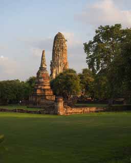 Foto, materiell, befreit, Landschaft, Bild, hat Foto auf Lager,Wat Phraram, Das kulturelle Erbe von Welt, Buddhismus, Pagode, Ayutthaya-Überreste