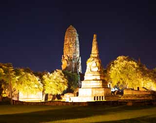 Foto, materiell, befreit, Landschaft, Bild, hat Foto auf Lager,Wat Phraram, Das kulturelle Erbe von Welt, Buddhismus, Gebäude, Ayutthaya-Überreste