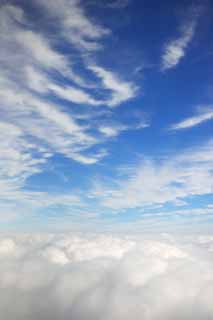 Foto, materiell, befreit, Landschaft, Bild, hat Foto auf Lager,Es ist in einem Meer der Wolken leer, Meer der Wolken, Das Wetter, Die Stratosphäre, blauer Himmel