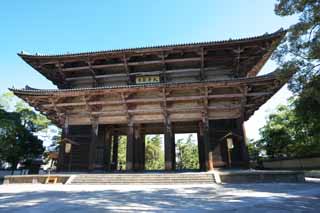 Foto, materiell, befreit, Landschaft, Bild, hat Foto auf Lager,Nandaimon Higashiooji, Das Tor, hölzernes Gebäude, Buddhismus, Tempel