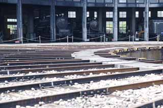 Foto, materiell, befreit, Landschaft, Bild, hat Foto auf Lager,Eine fächerförmige Garage, dünsten Sie Lokomotive, Zug, Fährte, Umlaufbahn