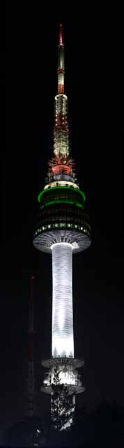 Foto, materiell, befreit, Landschaft, Bild, hat Foto auf Lager,N toren in het Seoel, Ein elektrischer Wellenturm, N Seoul-Turm, Nachtsicht, Weiß