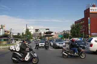 Foto, materiell, befreit, Landschaft, Bild, hat Foto auf Lager,Dongdaemun en verkeer, Das Interessen-Hitoshi-Tor, Signal, Motorrad, Helm