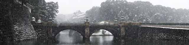 Foto, materiell, befreit, Landschaft, Bild, hat Foto auf Lager,Schnee Doppel-Brücke, Wassergraben, Palast, Kaiserliche Wache, Schneefall