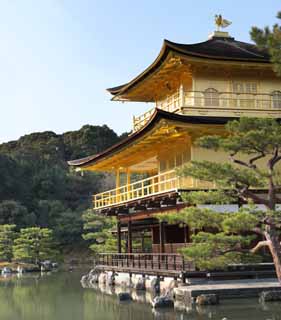 Foto, materiell, befreit, Landschaft, Bild, hat Foto auf Lager,Goldener Pavillon-Tempel Reliquiar Hall, Welterbe, Goldener Pavillon, Ashikaga Yoshimitsu, Kyoto