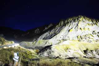 Foto, materiell, befreit, Landschaft, Bild, hat Foto auf Lager,Nacht von der Hölle, wo ein Stern fällt, Sternheller Himmel, Schwefel, Irdische Hitze, Vulkan