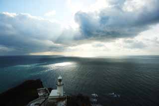 Foto, materiell, befreit, Landschaft, Bild, hat Foto auf Lager,Das Erdevorgebirge, Leuchtturm, blauer Himmel, Meer, Der Horizont