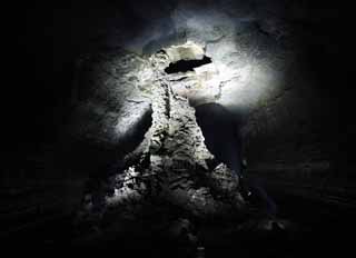 Foto, materiell, befreit, Landschaft, Bild, hat Foto auf Lager,Der Steinpfeiler des Überflusses an Krafthöhle, Manjang gul-Höhle, Geomunoreum Lava Rohr System, vulkanische Insel, Kellergeschoss