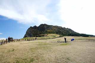 Foto, materiell, befreit, Landschaft, Bild, hat Foto auf Lager,Shiroyama Hiji-Höhepunkt, seongsan ilchulbong, Cliff, vulkanische Insel, Schönheitsstelle