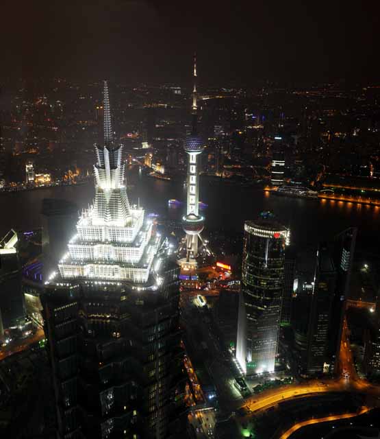 Foto, materiell, befreit, Landschaft, Bild, hat Foto auf Lager,Eine Nacht von Ansicht über Schanghai, Schanghai, Welt finanzielles Zentrum, Sternwarte, Nacht