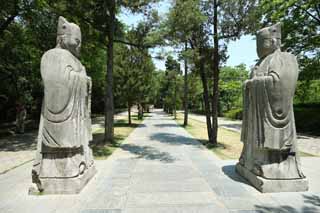 Foto, materiell, befreit, Landschaft, Bild, hat Foto auf Lager,Ming Xiaoling Mausoleum alter Männerverbindung Straßenschintoismus, Überreste, steinigen Sie Statue, Ein Ansatz zu einem Schrein, Welterbe