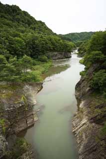 Foto, materiell, befreit, Landschaft, Bild, hat Foto auf Lager,Yubari-Fluss, Stein, jungfräulicher Wald, Schicht, Strömung