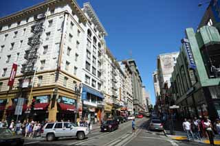 Foto, materiell, befreit, Landschaft, Bild, hat Foto auf Lager,San Francisco zufolge, Besichtigung, Drahtseilbahn, Gebäude, Reihe von Häusern an einer Stadtstraße