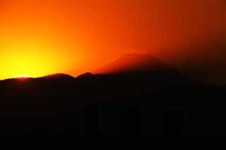 Foto, materiell, befreit, Landschaft, Bild, hat Foto auf Lager,Mt. Fuji der Dämmerung, Mt. Fuji, Gebäude, leichte Linie, Berg