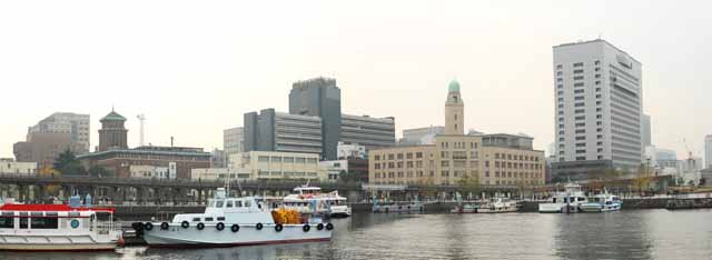 Foto, materiell, befreit, Landschaft, Bild, hat Foto auf Lager,Yokohama-Hafen, Yokohama Sitten Haus, Das Kanagawa prefectural-Büro, Schiff, Gebäude