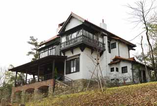 Foto, materiell, befreit, Landschaft, Bild, hat Foto auf Lager,Meiji-mura-Dorf Museum Mataemon Shibakawa's Haus, das Bauen vom Meiji, Die Verwestlichung, West-Stilgebäude, Kulturelles Erbe