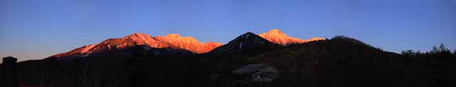 Foto, materiell, befreit, Landschaft, Bild, hat Foto auf Lager,Yatsugatake ganze Sicht, Yatsugatake, überwintern Sie Berg, Der Sonnenaufgang, Der Schnee