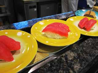 photo,material,free,landscape,picture,stock photo,Creative Commons,Belt-conveyor sushi, Red meat, tuna, Red, Finger sushi