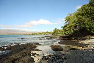 photo,material,free,landscape,picture,stock photo,Creative Commons,The shore of the lava, blue sky, Lava, Blue, wave