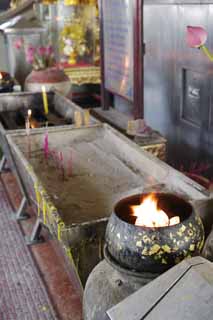 photo,material,free,landscape,picture,stock photo,Creative Commons,An incense holder of Wat Sakhet, temple, An incense stick, Flame, Bangkok