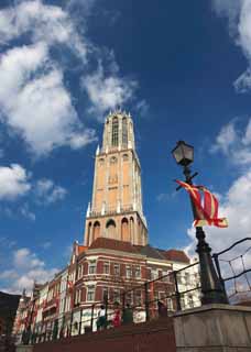 photo,material,free,landscape,picture,stock photo,Creative Commons,A symbol tower, cloud, blue sky, tower, streetlight