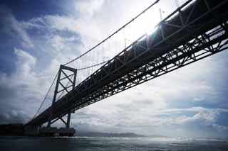 photo,material,free,landscape,picture,stock photo,Creative Commons,A large naruto bridge, bascule bridge, suspension bridge, An ocean current, Traffic