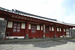 photo,material,free,landscape,picture,stock photo,Creative Commons,Castle town folk village school trace, I am painted in red, school, Tradition architecture, Culture