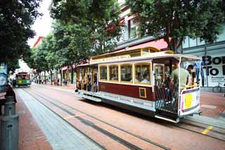 photo,material,free,landscape,picture,stock photo,Creative Commons,A cable car, Sightseeing, cable car, roadside tree, brick