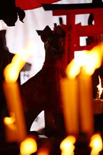 photo,material,free,landscape,picture,stock photo,Creative Commons,Fushimi-Inari Taisha Shrine hawk eagle company, candle, , Inari, fox