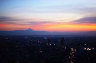 foto,tela,gratis,paisaje,fotografía,idea,Monte. Fuji del anochecer, Monte. Fuji, Edificio, Línea ligera, Montaña