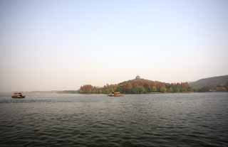 foto,tela,gratis,paisaje,fotografía,idea,Lago de xi - hu, Embarcación, Saiko, Torre de máximo apogeo de trueno, Permisos de color