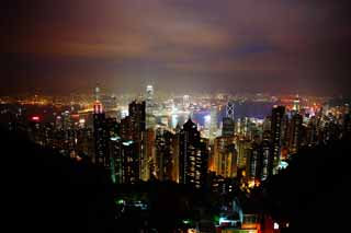 foto,tela,gratis,paisaje,fotografía,idea,Una vista de noche de 1 millón dólares, Máximo apogeo de Victoria, Monte. Taihei, Isla de Hong Kong, Nueve dragones