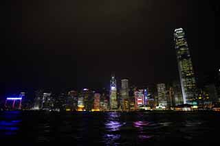 foto,tela,gratis,paisaje,fotografía,idea,La vista de noche de Hong Kong, Rascacielos, Edificio, Neón, Vista de noche