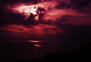 foto,tela,gratis,paisaje,fotografía,idea,Escenario de rojo pasión en la superficie marina., Roca de gato, Hermoso, Nube, Cielo