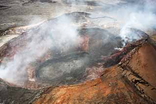 foto,tela,gratis,paisaje,fotografía,idea,Monte. Kilauea, Lava, El cráter, Puu Oo, Humo