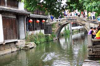 foto,tela,gratis,paisaje,fotografía,idea,Zhouzhuang puente gemelo, , , , 