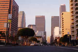 foto,tela,gratis,paisaje,fotografía,idea,Crepúsculo en los barrios bajos, Edificio, Automóvil, Rascacielos, Los Angeles