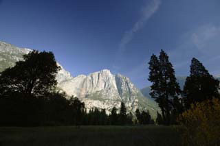 foto,tela,gratis,paisaje,fotografía,idea,Mañana de yosemite, Despeñadero, Roca, Granito, Llanura cubierta de hierba