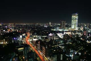 foto,tela,gratis,paisaje,fotografía,idea,Una vista de noche de Roppongi, Edificio, El Metropolitexpressway, Vista de noche, Anochecer