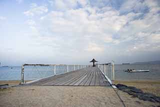 foto,tela,gratis,paisaje,fotografía,idea,Un incendiario provinciano del sur, Barcaza, Cubierta de madera, Nube, El mar