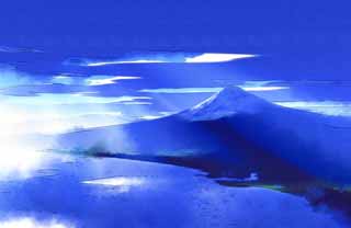 illust,tela,gratis,paisaje,fotografía,idea,pintura,Lápiz de color,dibujo,Monte. Fuji de un eje de la luz, Eje de la luz, Nube, Fuji, El mar