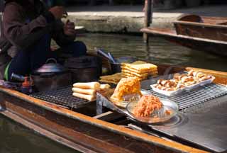 foto,tela,gratis,paisaje,fotografía,idea,Un waffle del mercado de agua, Mercado, Comprando y vender, Bote, 