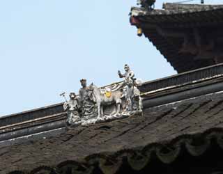 foto,tela,gratis,paisaje,fotografía,idea,El techo de la montaña en templo de invierno, Techo, Azulejo, Tres almacénes sacerdote Buddhist oficial, 'ung de Wu - k de sol