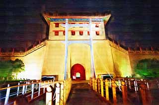 illust,tela,gratis,paisaje,fotografía,idea,pintura,Lápiz de color,dibujo,La puerta de Einei, Chang 'an, Puerta de castillo, Ladrillo, La historia