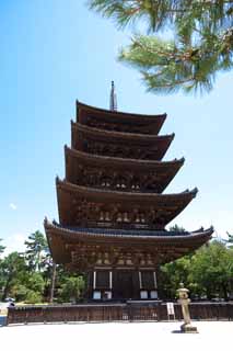 foto,tela,gratis,paisaje,fotografía,idea,Kofuku - ji templo cinco pagoda de Storeyed, Buddhism, Edificio de madera, Cinco pagoda de Storeyed, Herencia de mundo