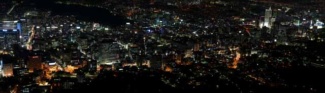 foto,tela,gratis,paisaje,fotografía,idea,Una vista de noche de Seúl, Edificio, Neón, Vista de noche, Iluminación