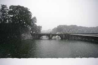 foto,tela,gratis,paisaje,fotografía,idea,Snow doble puente, Foso, Palacio, Guardián imperial, Nevada