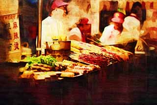 illust,tela,gratis,paisaje,fotografía,idea,pintura,Lápiz de color,dibujo,Yasushi Azuma calle Puerta de puestos, Compartimientos, Comida, Cultura de comida, Comerciantes